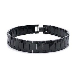 Black Tungsten Carbide 10MM Men's Link Bracelet Sz 7.5"