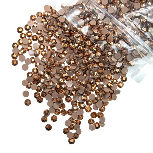 qiipii 1550PCS 5mm Copper Resin Rhinestones for Crafts Brown Flatback