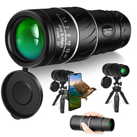 UniqueFire High Power Mini Black Telescope Zoom Adjustable Optical Monocular Binoculars Telescopes Hiking Camping Travel (16x52_66M)