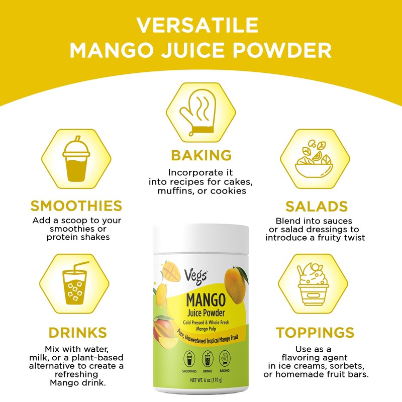 Vegs Mango Juice Powder - Freeze Dried Organic Mango Juice