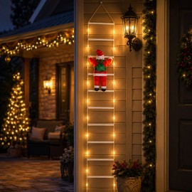 3M Climbing Santa Claus Christmas Decoration with Warm LED Lights & USB Power – Animated Holiday Hanging Ornament for Tree, Wall & Garden