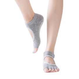 Ankeny 5 Toe Yoga Socks, Ballet, Pilates, Anti-Slip, Antibacterial, Deodorizing Socks, Spot Socks, Moisture Wicking, Breathable, Unisex, Yoga Wear, gray (light gray), M