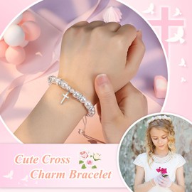 UNGENT THEM Baptism Gifts for Girl Lds Baptism Decorations Catholic Christening Religious Christian Easter Gifts for Girls Goddaughter Cross Bracelet