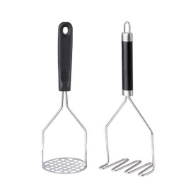 2PCS Potato Masher, OLULU Heavy Duty Stainless Steel Mashed Potatoes Masher, Masher Kitchen Tool for Avocado, Potatoes, Beans, Meat, Vegetables, 10.24inch, Dishwasher Safe