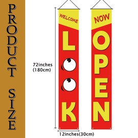 Red Now Open Decorations Outdoor Now Open Welcome Porch Sign Banner New Store Restaurant Grocery Cafes Shop Advertising Business Start Sign