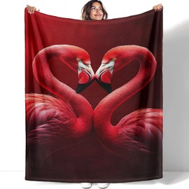 YISUMEI Love Heart Flamingo Blanket Gifts for Lovers Couples – Ultra Soft Plush Throw Blanket for Bed, Couch, Camping - 50"x60"