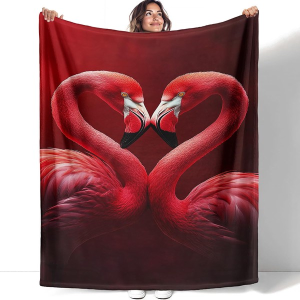 YISUMEI Love Heart Flamingo Blanket Gifts for Lovers Couples –