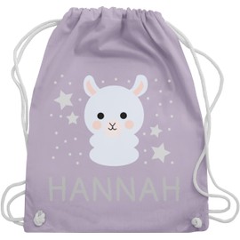 Geschenk mit Namen personalisiert by Shirtracer - Gym Bag Backpack - Llama Picture Funny and Your Name, 02 Pastel Purple, Unit size
