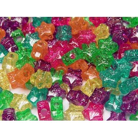 JOLLY STORE Crafts 100 Multi Jelly Sparkle color Star shape pony beads crafts DIY jewelry bracelets