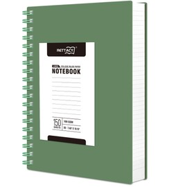 RETTACY B5 Wirebound Notebooks Notepad150 sheets/300 Pages for Writing,100gsm College-Ruled Paper, PVC Retro Cover, for Men Work Office School,19 x 25 cm - Dark Green