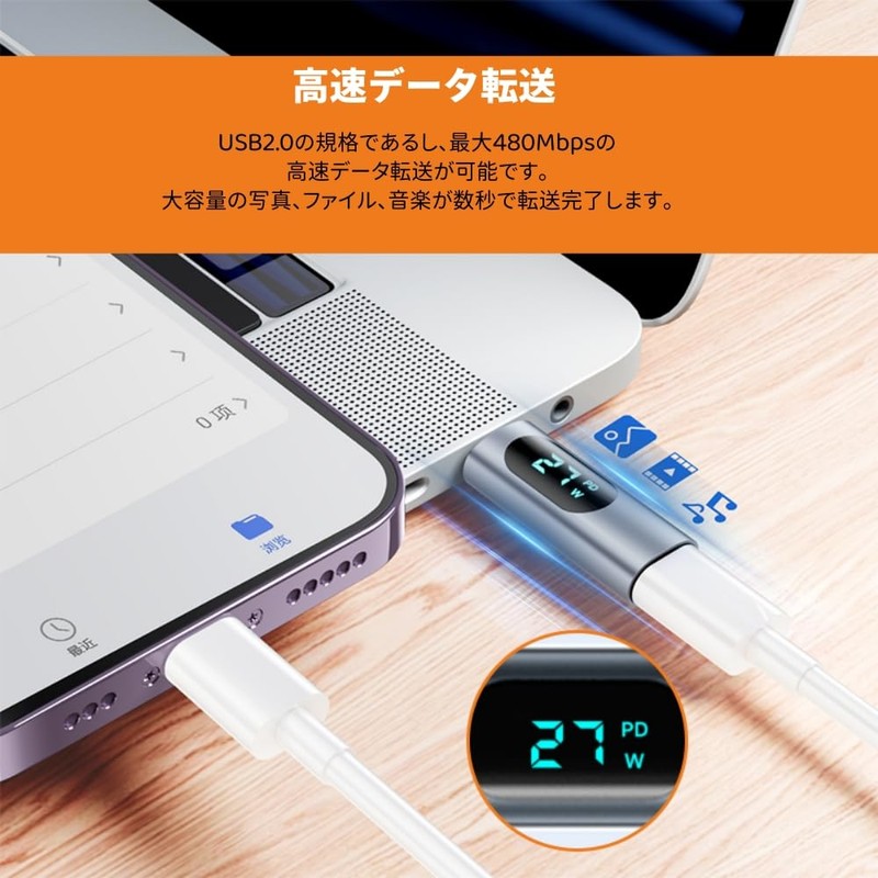 YFFSFDC USB Type C Converter Adapter, LED Watt Screen Display,