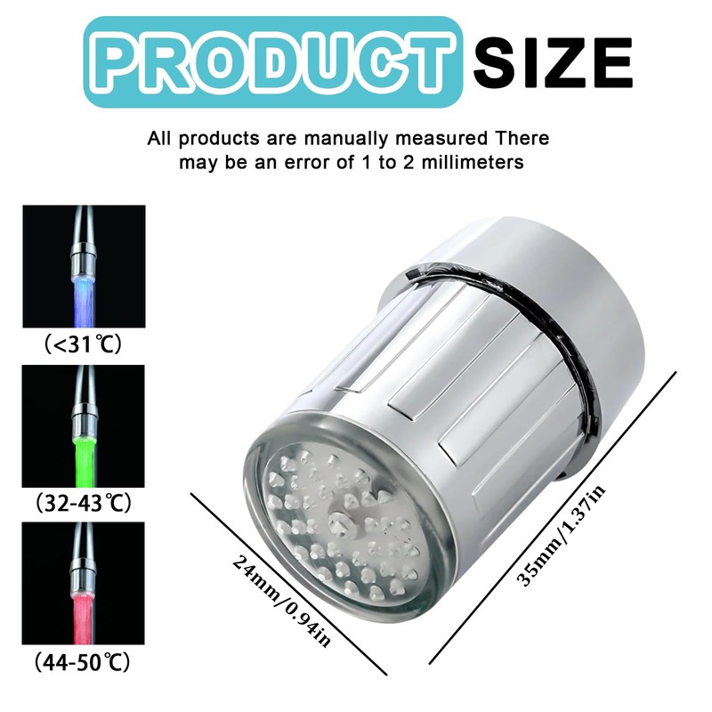 LED Tap, Set of 4 LED Luminous Three-Colour Faucet Water