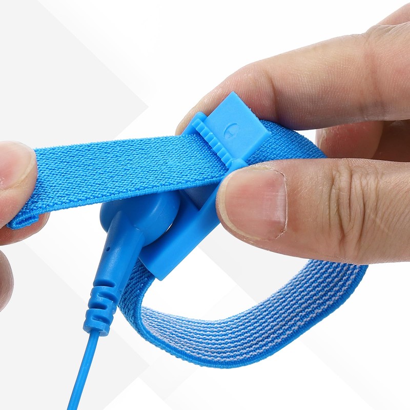 sourcing map 2Pcs Anti Static Wrist Strap Blue 7.9" Perimeter