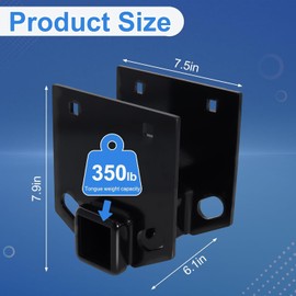 RV Bumper Hitch Receiver 2 inch Adapter, 3500 LBS Capacity Fits for 4 x 4 inch Square Beams RV Rear Bumpers, Camper RV Connect Bike Racks, Hitch Hammock, Cargo Carriers, 2-Inch Receiver (1)