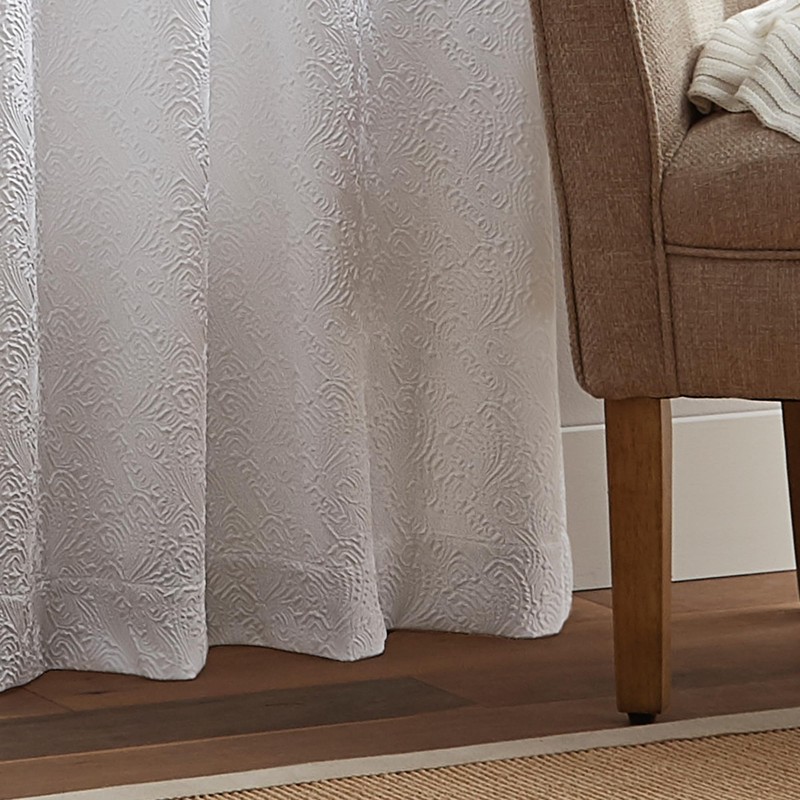 Peri Home White Curtains Light Filtering Textured Window Panels for