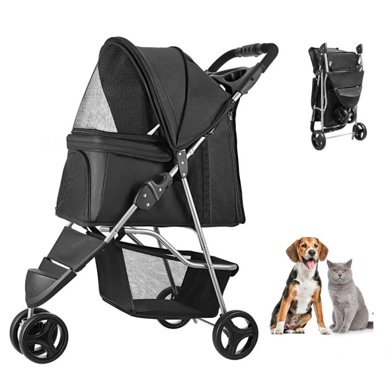 Pet Stroller, 35 lbs Weight Capacity, Foldable Dog Stroller Cart,