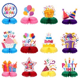 Natnarr 12 Pieces Birthday Table Decorations Colorful Happy Birthday Table Centerpieces