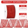 RIBBOOO Red Glitter Mesh Wired Ribbon, 2.5 Inch 10 Yards