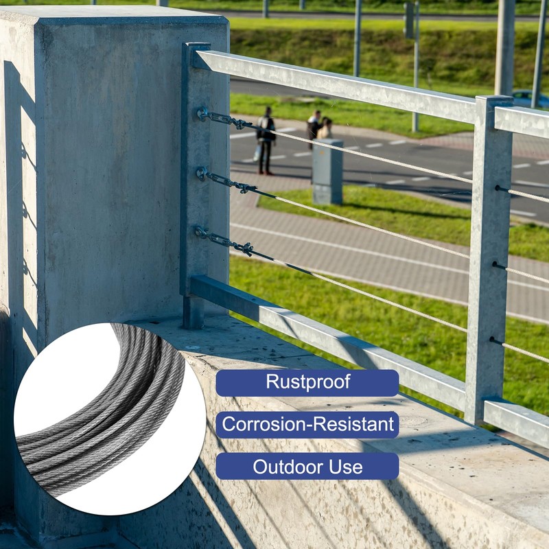 sourcing map 1/16" (1.5mm) 304 Stainless Steel Cable Wire Rope