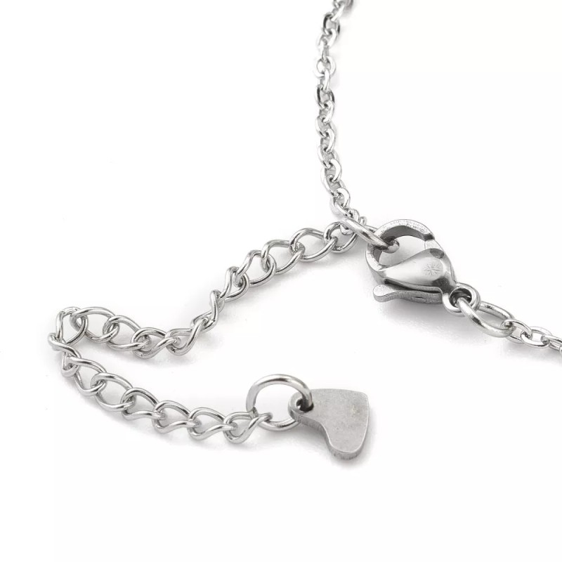 LZD Stainless Steel Cable Anklet Bracelet Heart Lobster Silver Adjustable