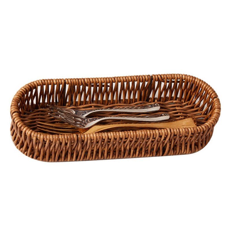 Imitation Rattan Bread Basket Multipurpose Woven Rattan Storage Tray Kitchen