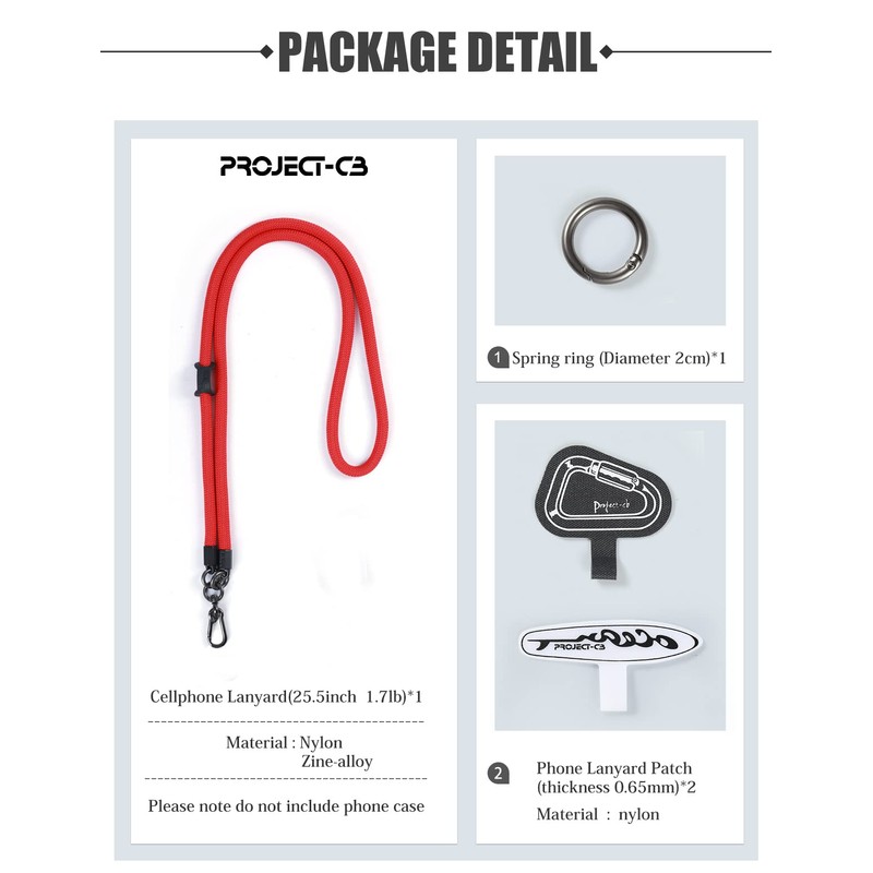 project-cb Cell Phone Lanyard ×1,Phone Lanyard Patch ×2,Phone Strap,Universal Lanyard