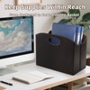 WRINGKIT PU Leather Magazine File Holder, Foldable Magazine Basket with