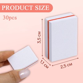 HABNI 30 Stück Nagelschwammsetzer, Nagelfeilenblöcke, Professionelle gepolsterte Nagelfeilen-Schwammblöcke für Maniküre (Weiß)