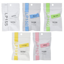 King Jim TEPRA Lite Tape Labeling Tape for TEPRA Lite 5 Color Set White, Blue, Green, Yellow, Pink Japan Import with Kanji Love Sticker