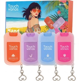 4 Pcs Hand Sanitizer Spray, Spray Hand Sanitizer Travel Size, Scented Pocket Power Mist Hydrating with Keychain for Kids Women, Teen, Girl 4 Scent (Watermelon, Strawberry, Aloe vera, Lavender)