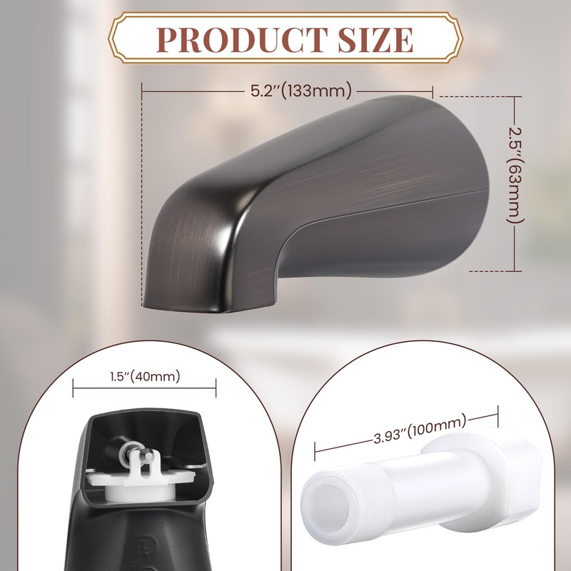 Dreyoo Tub Spout (Universal Fits 1/2" Copper Pipe, 1/2" IPS
