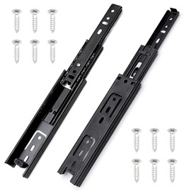 KtbeYTi Pack of 2 Drawer Runners, 45 x 150 mm, Drawer Runners, Ball Bearing, Full Extension, 285 mm, Load Capacity 45 kg for Wardrobe, Table Drawer, Black