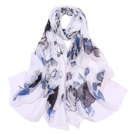 FAIRYGATE Schaltuch Schal Weiß Stola für Abendkleid Seidenschal Damen Seide Halstuch Sommer Festliche Hochzeit Chiffon Silk Scarf Große Seidentücher A5218
