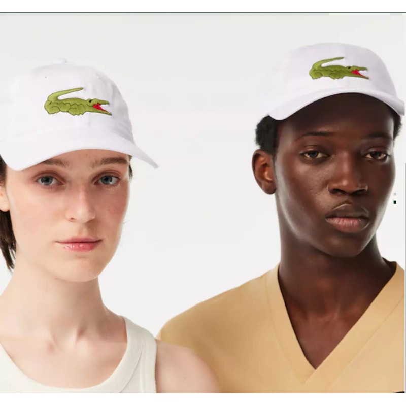 Lacoste Big Front Croc Solid Cotton Crocodile Badge Baseball Hat