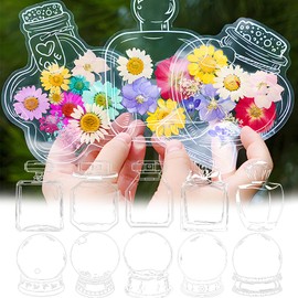 40 PCS Transparent Dried Flower Bookmarks, 2025 New Clear Jars Stickers Set, Can Be Treasured for a Long Time, for Book Lovers (40Pcs Bookmarks-Set D)