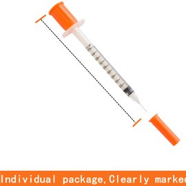 100 Pack 1ml 30Gauge 1/2 Inch Plastic Sterile Syringes for Scientific Labs, Dispensing and Liquids Measuring Syringe Tools