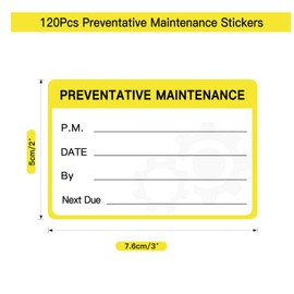 120PCS Preventative Maintenance Stickers, Service Tags Labels for Equipment,3x2 Inch Self-Adhesive Maintenance Stickers(Yellow)