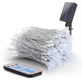 mimigogo Solar String Lights Outdoor,500 LED 165FT Christmas Lights with 8 Modes and Timer, Remote Control for Holiday Patio Garden Party Decor(White)