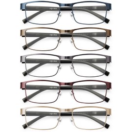 JOLISU 5PCS Reading Glasses Men - Blue Light Blocking Computer Metal Thin Frame Readers For Mens/Women（4.00）