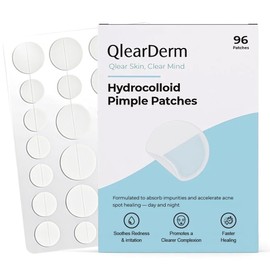 QlearDerm Pimple Patches – 96 Hydrocolloid Acne Spot Patches, 4 Sizes – Invisible Fast-Acting Blemish Cover Stickers, Vegan & Cruelty-Free, Korean Skincare