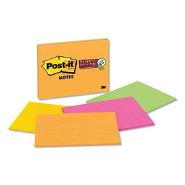Post-it Notes Super Sticky Meeting Notes in Rio de Janeiro Colors, 8 x 6, Lined, 45/Pad, 4 Pads