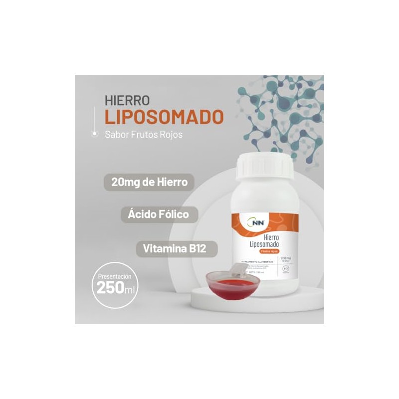 Hierro Liposomado Nin Frutos Rojos Ácido Fólico Vitamina B12 250