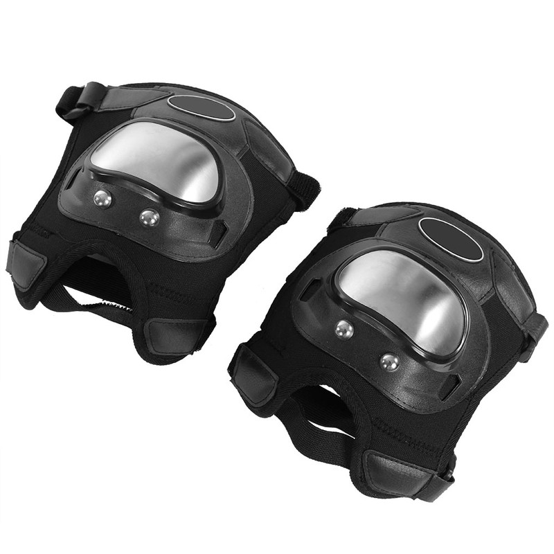 2 Pcs Stainless Steel Motorcycle Motocross ATV Adults Knee Pads