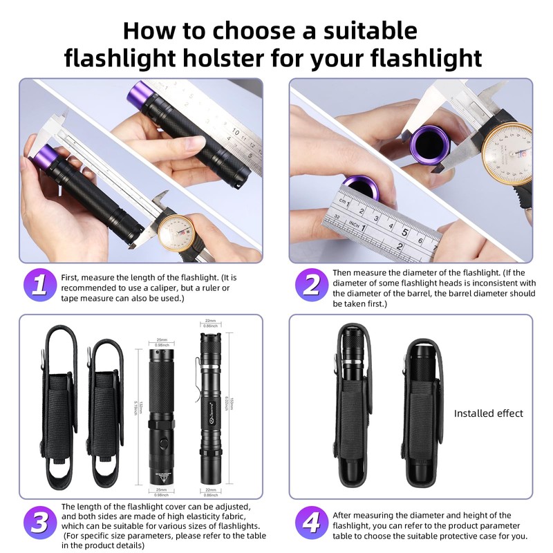 Flashlight Holster T410 Tactical Flashlight Holster Suitable for flashlights with