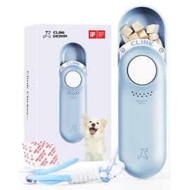 Clink Design Clicker Dog Trainer & Dog Treat Pouch Alternative, Puppy Essentials Dual Use 2 in 1 Dog Clicker for Training - Durable, Light (2.36 oz), Easy to Clean & Handle, Innovative Design, Blue