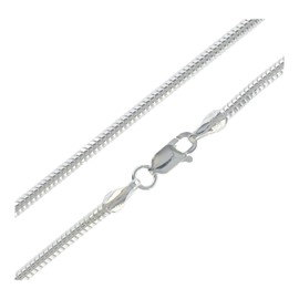 Solid Sterling Silver 3mm Round Snake Chain Necklace 18 Inch Long