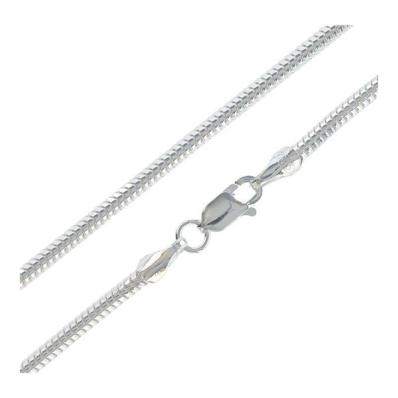 Solid Sterling Silver 3mm Round Snake Chain Necklace 18 Inch