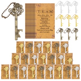 craftshou 48 Pcs Team Appreciation Gifts Bulk for Employee Key Bottle Opener Keychains Thank You Cards OPP Bags Inspirational Best Team Ever Favor for Staff Coworker Teacher Nurse