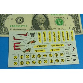 Aurora REPRODUCTION HO Aurora AFX TJET CLEAR CLEAR DECALS Bandito Hot Dog NUMBERS FUN !