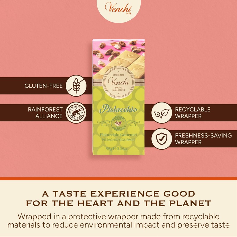 Venchi - Pistachio Gourmet Chocolate Bar - White Chocolate and